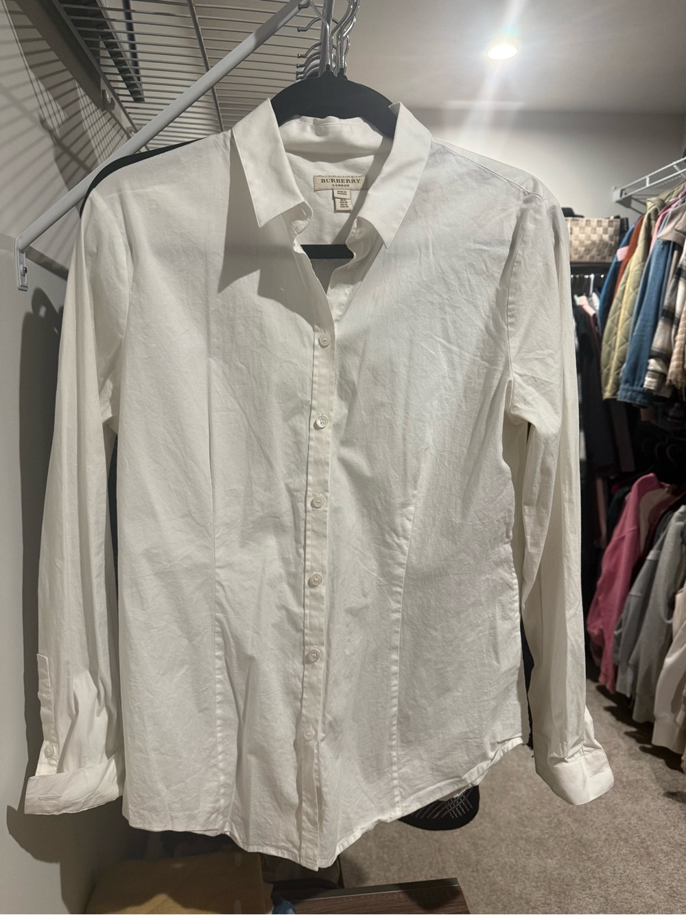 Burberry White Long-Sleeve Button-Down Shirt